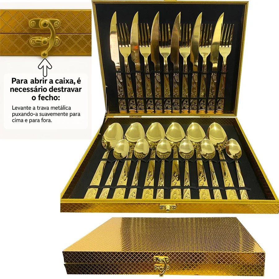 Conjunto de Talheres Europeu 24 Peças
