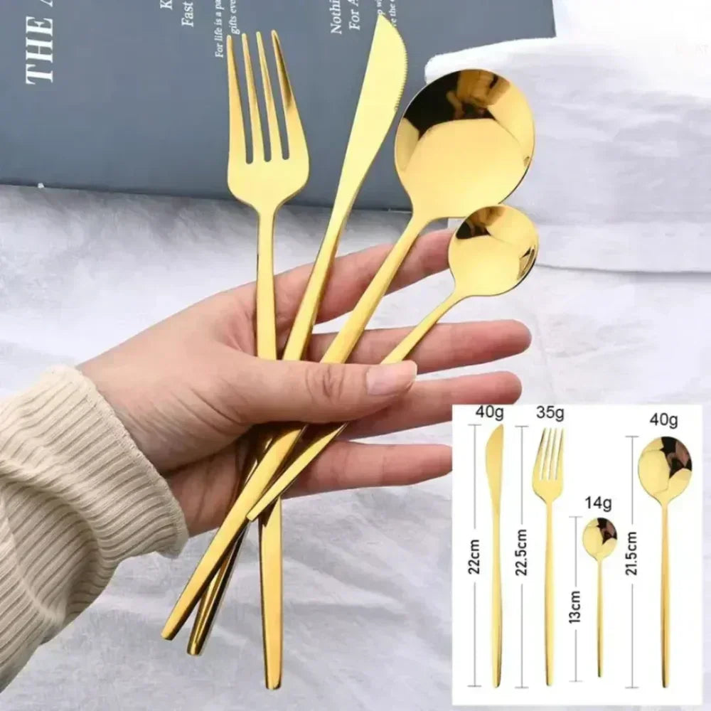 Conjunto de Talheres Dourado Luxy 24 Peças